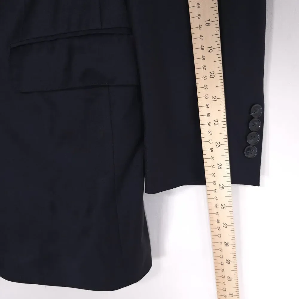 SAMUELSOHN Men's Navy Sport Coat Navy 40L Super 120s Wool UNION MADE UTIS CANADA